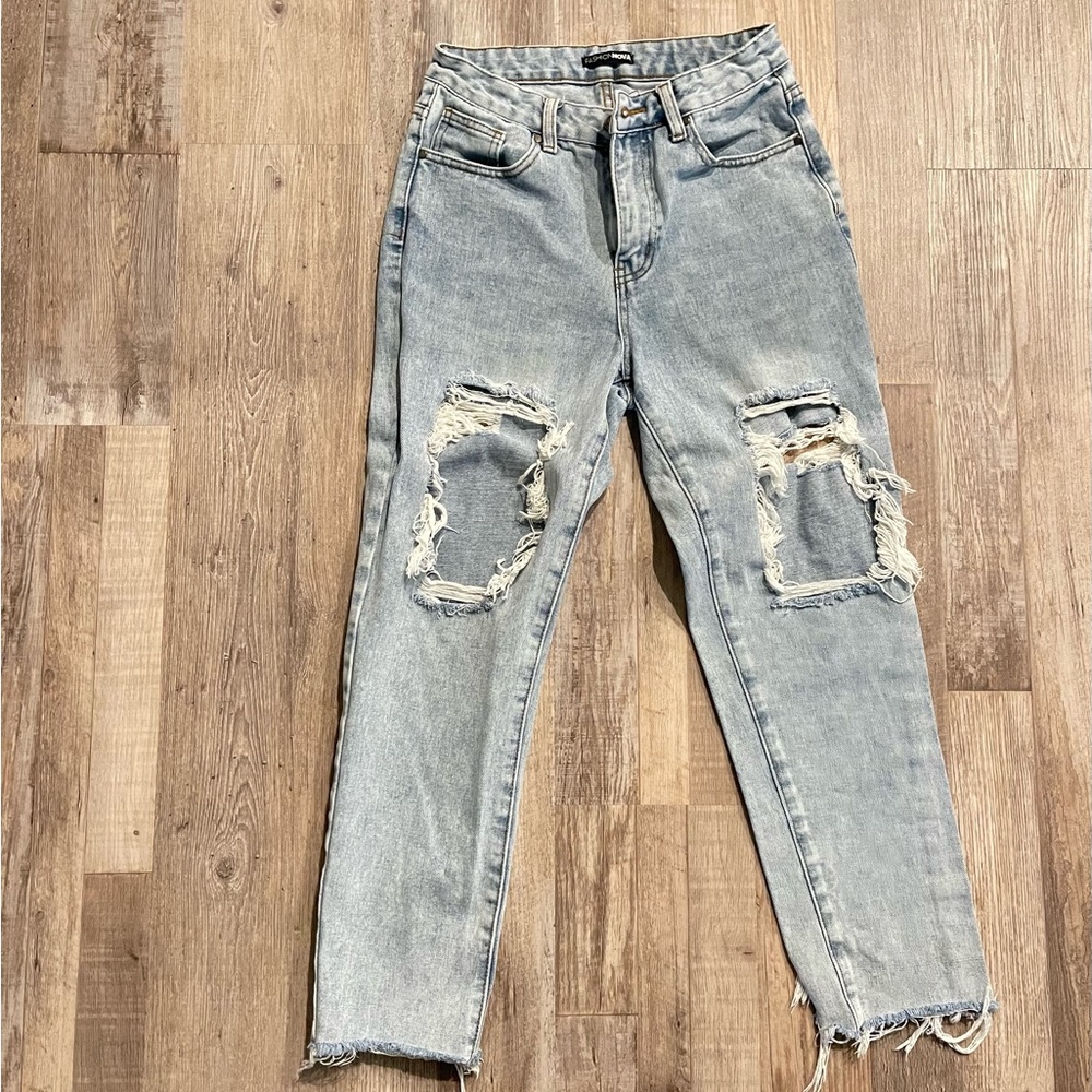 Ripped Straight Denim